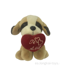 Peluche Pequeño Perro Marrón Con Amor